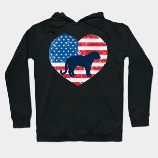 American Flag Heart Love Tiger Usa Patriotic 4Th Of July Hoodie